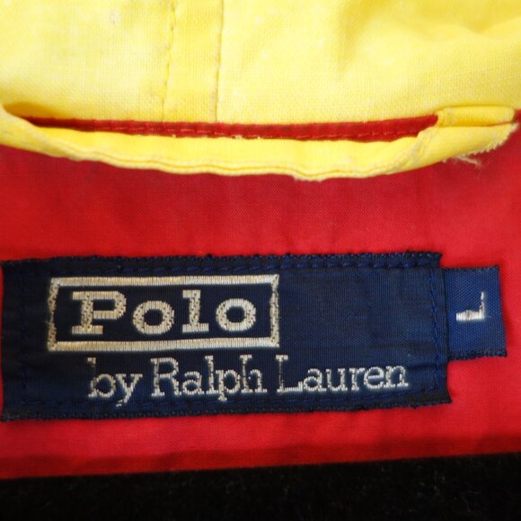 Vintage Ralph Lauren Embroidered Fireman Rain Jacket w/ Red Lining, Size Large - Picture 7 of 16